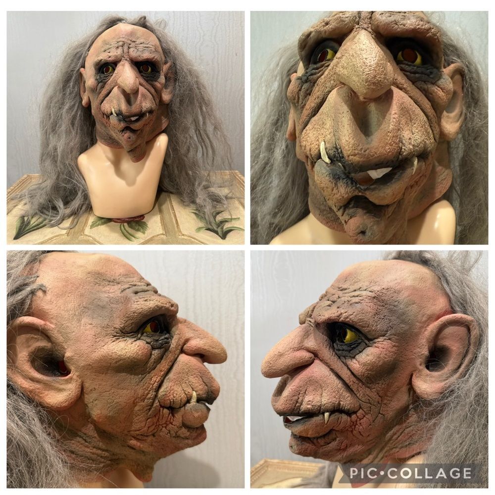 Vintage 1997 Paper Magic Group Monster Witch Troll Mask Hair Halloween Horror